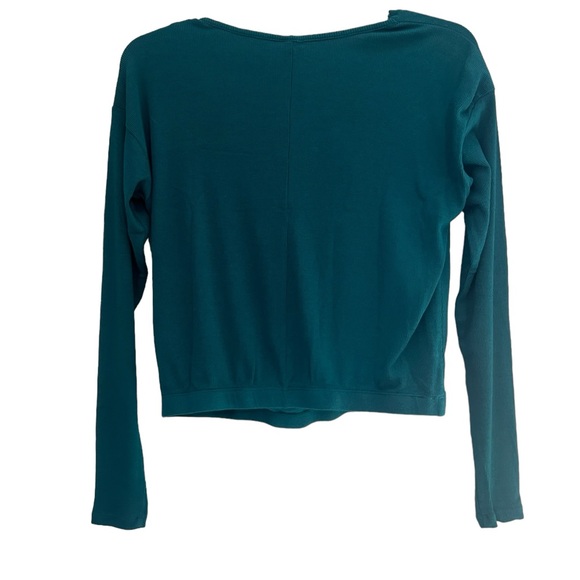 Bobi Mystic Green Cowl Neck Long Sleeve Ribbed Teal Top NWT Size XS - Picture 2 of 9